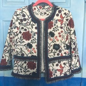 Loft Open Fringe and Floral Blazer